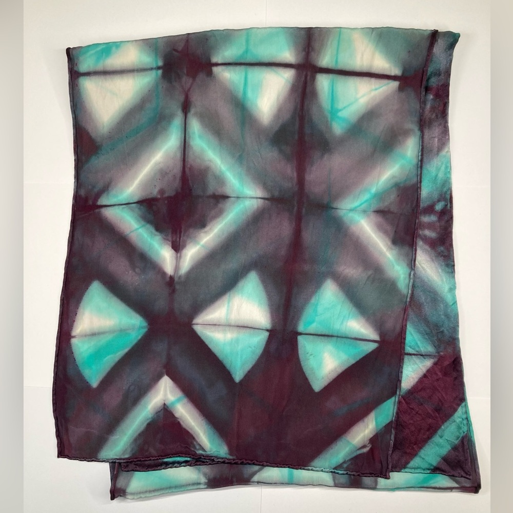 Hand Dyed Silk Scarf with Hand Rolled Border